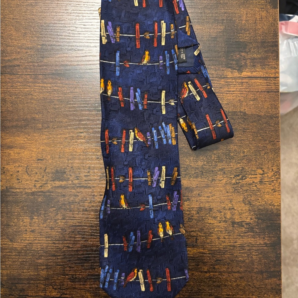 Ermenegildo Zegna Blue Necktie with Multicolor Clip Design